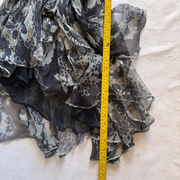 Vintage Max Studio Silk Floral Ruched Asymmetrical Hem Midi Dress Size S Y2K - Picture 6 of 11